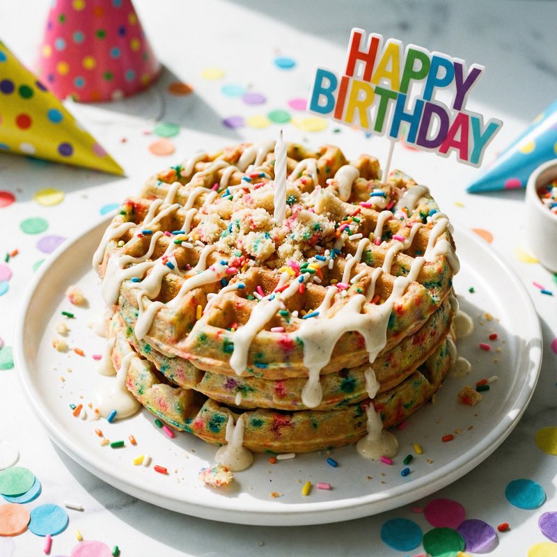 Birthday Cake Protein Waffles
