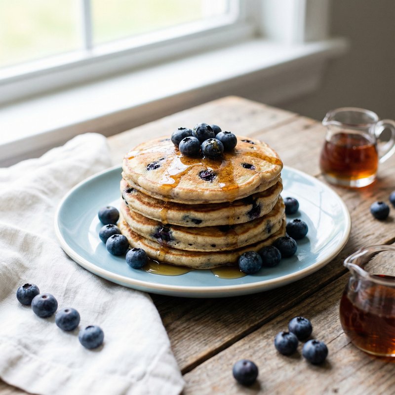 Blueberry Vegan Protein Pancakes